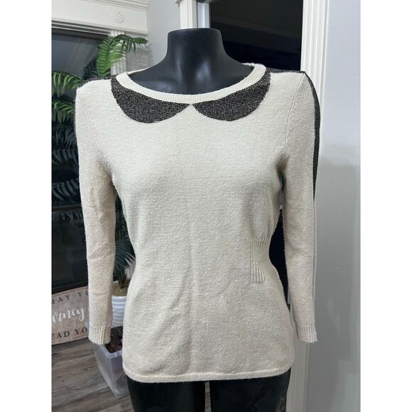 Charlie & Robin Sweater Sz XS Pullover Wool Alpaca Blend CreamBrown Winter Fall - Picture 1 of 6